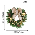 Christmas wreath with gold bows, ornaments, and pine cones, 33cm size variant - Gold Bow Style-33cm