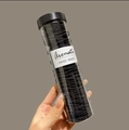 Black seamless elastic hair ties in a transparent cylinder with a black lid and label - Black 100Pcs (Bottled)