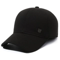 Berretto da baseball invernale nero da uomo con paraorecchie e stemma in metallo argento - Regolabile / Nero Con Logo a Scudo