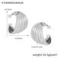 Polished silver titanium steel twisted wave hoop earrings in large size pair - Silver Earrings