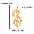 Golden stainless steel coral branch pendant with dimensions 4.7cm height and 4.7g weight - Coral Branch / Gold