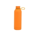 Orange insulated stainless steel sports water bottle with portable silicone handle - Vibrant Orange