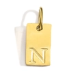 Gold rectangular pendant with letter N engraving made of 18k gold plated stainless steel - Pendant N (Without Chain)