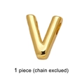 Minimalist gold-plated letter V pendant charm with a high-polish finish for DIY jewelry - Letter V