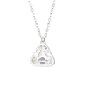 Silver triangle necklace with large clear crystal pendant for women on white background - Silver Clear Triangle Necklace (KN231979-K)