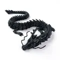 Top view of a flexible 3D printed dragon figurine in black with movable joints - 30CM Black