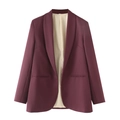 Veste blazer femme décontractée bordeaux avec revers et poches sans boutons - Fuchsia