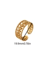 18k gold plated open ring with vintage leaf texture and 19.9mm inner diameter - Vintage Beaded Leaf