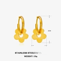 18K gold plated stainless steel flower earrings with 2cm length and 1cm width - Flower Earrings / Gold