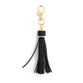 Elegant black PU leather tassel keychain featuring a gold spring metal clasp - With Lobster Clasp / Black