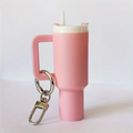 Pink silicone cup keychain pendant with handle and metal clasp for Stanley cups - Pink
