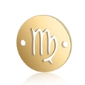 Golden Virgo zodiac charm connector in stainless steel for DIY jewelry making - 5 Pcs/Pack / Gold-Virgo