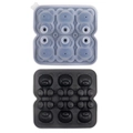 Black and gray silicone mold designed for making nine bear-shaped ice cubes - 6-Cavity Bear (Black)