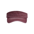 Detailed view of dark red washed cotton denim fabric and reinforced brim stitching - Burgundy