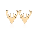 Elegant gold reindeer head stud earrings for women festive Christmas gift style - 087 Antler / Gold