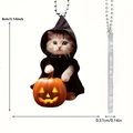 Ciondolo auto gatto zucca di Halloween in acrilico piatto con dimensioni di 8 cm - Gatto Zucca