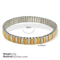 Two-tone stainless steel stretch bracelet featuring silver and gold links, 12g weight - Smooth Elastic Bracelet - Standard (SL45)