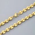 Cadena de eslabones de grano de café en acero inoxidable bañada en oro 18K con mosquetón - Collar de Oro de 7mm / 45cm