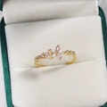 Bague fleur chic plaquée or avec cristaux marquises roses et blancs éclatants - Or / Style Fleur Rayonnante (Style 31)