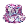 Close-up of vibrant tie-dye bucket hat with detailed stitching and thick cotton texture - M (56-58cm) / Rose Purple Blue Tie-Dye (2#)
