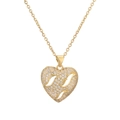 Exquisito collar con colgante de corazón hueco chapado en oro y brillantes circonitas - Collar de Corazón de Circonita Hueca con Remolino (CN001779YH)