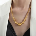 French retro 18K gold-plated titanium steel necklace with irregular spiral textures - Gold (P1779)