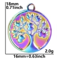 Vista dettagliata delle dimensioni del ciondolo albero della vita in acciaio arcobaleno da 18mm - Ciondolo / Arcobaleno