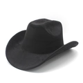 Klassischer schwarzer Western-Cowboyhut aus Wildleder mit breiter Krempe für Damen und Herren - M (56-59cm) / Schwarz (Wildleder)