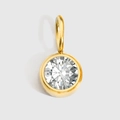 8mm gold-plated stainless steel birthstone charm with clear sparkling rhinestone - Gold-April White