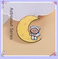 Cute cartoon astronaut bear and yellow moon acrylic badge brooch accessory - Moon Astronaut Bear