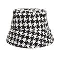 Classic black and white houndstooth bucket hat for women with warm winter fabric - M (56-58cm) / Black