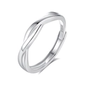 Adjustable S925 sterling silver mobius ring with twisted rope design in silver finish - FDJZ-151-Men's