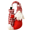 Funda para botella de vino navideña de gnomo Rudolph con cuadros rojos y blancos - Estilo de Cuadros / Rojo & Blanco