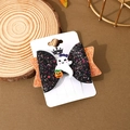 Halloween bow hair clip with white ghost and pumpkin charm on orange glitter fabric - Resin Ghost