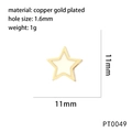 Detailed view of an 11mm gold-plated star pendant with white enamel center and dimensions - White