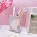 Cute transparent acrylic desk organizer set with pen holder and pink aesthetic storage drawers - Standard Type / Clear