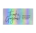 Holographic laser rainbow thank you card with 'Thanks Gorgeous' text for small business - Style M-18/Thanks Gorgeous Supporting Small Business
