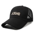 Cappellino trucker nero in mesh con ricamo AJGHO crema e visiera parasole lunga - Regolabile / Nero