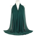 Solid dark green pearl chiffon long scarf wrap for women featuring premium drape texture - Dark Green