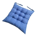 Thick square bright blue chair cushion with nine-hole quilting and secure ties - [Square] Grey Blue