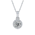 Elegante S925 Sterlingsilber Halskette mit Moissanit Anhänger und runder Diamantfassung - 1 Karat Anhänger (Inklusive 45 cm Kette)