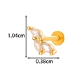Golden flower labret stud with three cubic zirconia stones and 1.04cm size markings - Triple Leaf Style (2607-8#Gold)