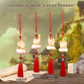 Set of four red Buddhist hand figurines with tassels and decorative charms for home - 1223-3 Buddha Hand Hanging Set