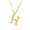 Collier avec pendentif lettre H dorée serti de cristaux brillants sur chaîne croisée - Lettre H