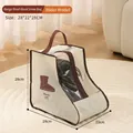 Beige houndstooth short ankle boot storage bag with transparent PVC window and handle - Wide Short Beige / 22*28*28cm