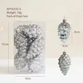 Set de 8 piñas plateadas galvanizadas para decoración de árbol de Navidad estilo nórdico - Piña Gris Plata / 8 piezas