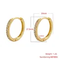 Detailed view showing dimensions and weight of 18mm gold plated zircon hoop earrings - 1 Pair / VE1055 Gold 18mm
