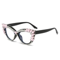 Occhiali cat-eye neri con scintillanti cristalli rosa e strass bianchi brillanti - Montatura Nera Strass Rosa