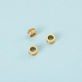 Three golden hollow cylindrical heart charms for DIY jewelry making and necklaces - Gold Beads