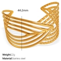 18K gold plated stainless steel hollow geometric bangle with 44.2mm height and 22g weight - Geometric V-Shape Hollow Style (SZ134 Gold)